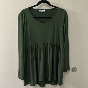 Zenana Green Long sleeve Peplum Shirt